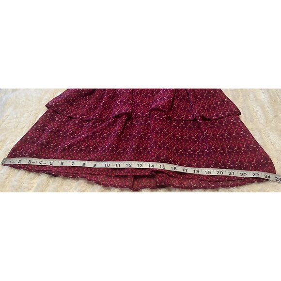 Old Navy Brand Mini Flare Stretch Skirt Red Wine 100% Polyester Junior's Size M - Picture 8 of 11